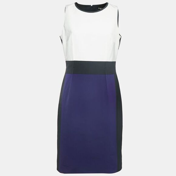 Paule Ka Multicolor Synthetic Color-Block Knee-Length Sleeveless Dress L